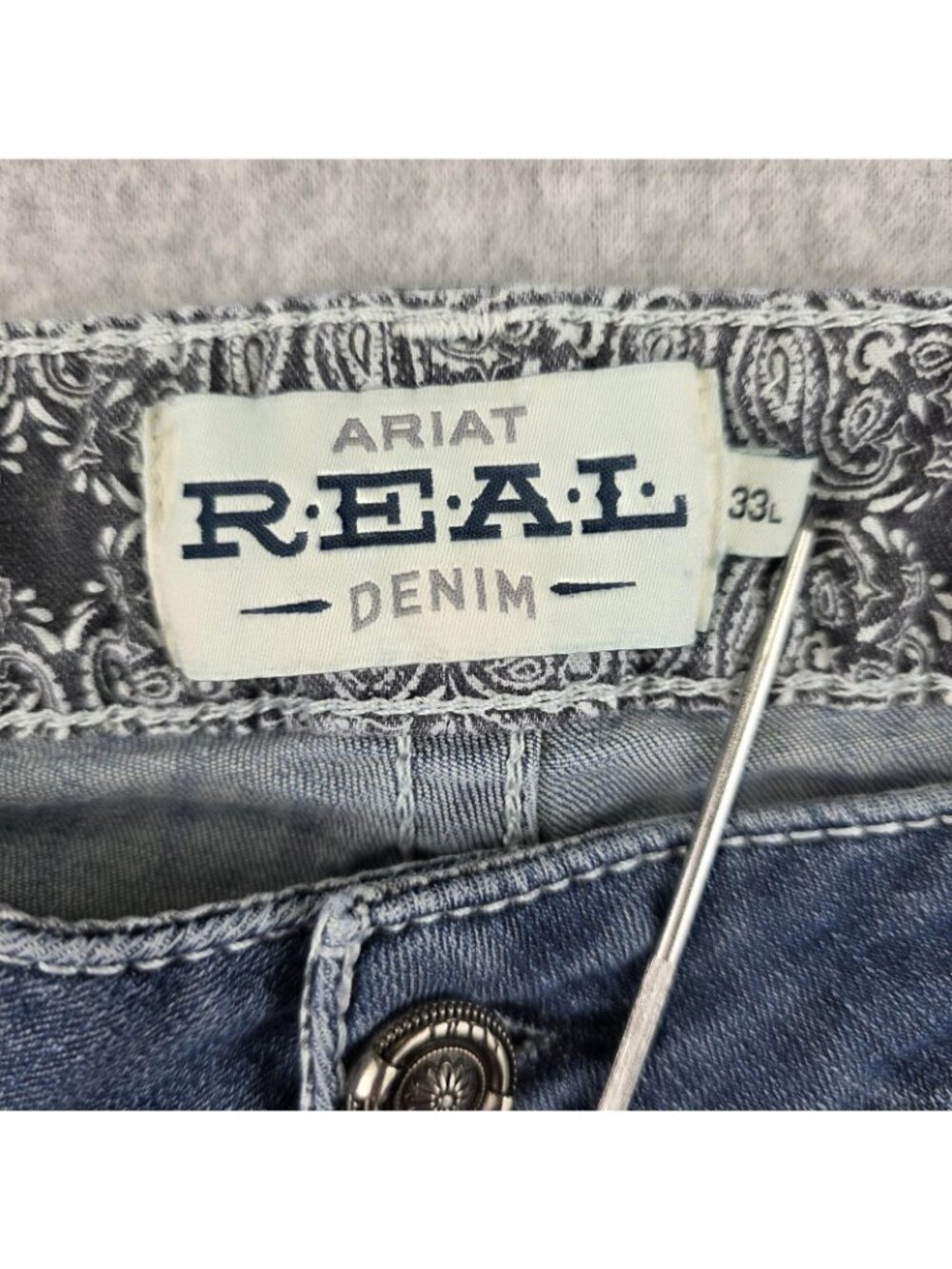 Ariat REAL Jeans Womens 33x33 Bootcut Blue Mid Rise Stretch Western Denim - Picture 3 of 11